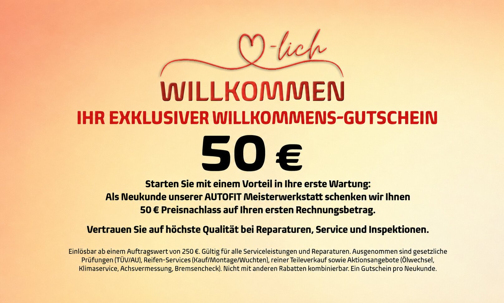 Werkstattgutschein € 50 Erstkunde